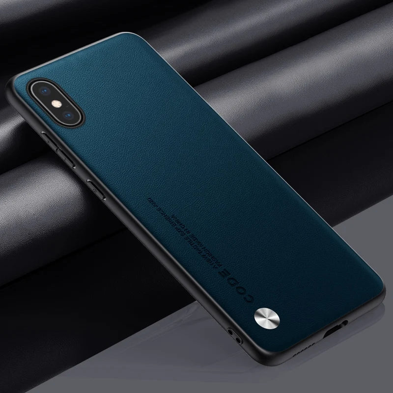 Luxury PU Leather Case For iPhone X XS Back Cover Silicone Shockproof Full Protection Phone Case For iPhone X S iPhone X iPhone