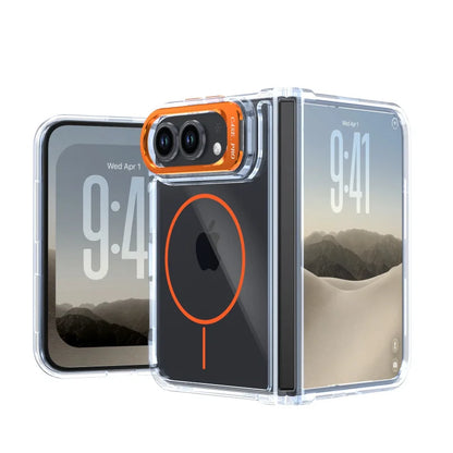 Luxurious Original Skin Clear Lens Holder Magnetic Phone Case For IPhone Duo For Magsafe All-round Anti Drop Protective Cover