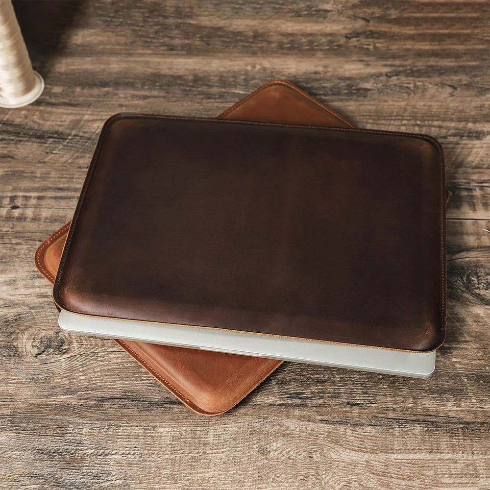CONTACTS FAMILY Genuine Leather Laptop Sleeve Case For Macbook Pro Air 13 14 16 M4 M3 M2 Cover HP DELL XPS 13 Computer Bag Men