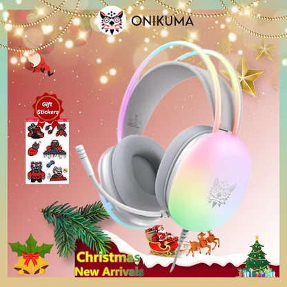 ONIKUMA X25 Gaming Headset New FULL Dynamic RGB Light Wired Headphones With Mic Noise Cancellation For PC PS5 XBOX