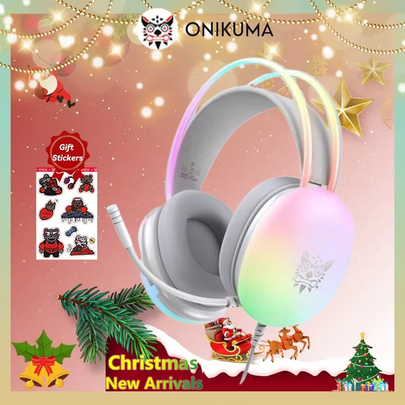 ONIKUMA X25 Gaming Headset New FULL Dynamic RGB Light Wired Headphones With Mic Noise Cancellation For PC PS5 XBOX