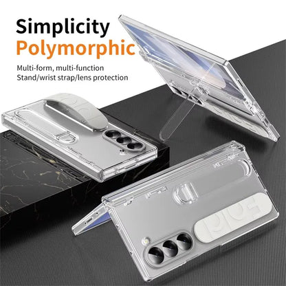 Wristband Holder Hinge Case For Samsung Galaxy Z Fold 8Ultra 8 7 6 5 4 3 5G With Pen Slot S Pen Screen Protector Film Protect