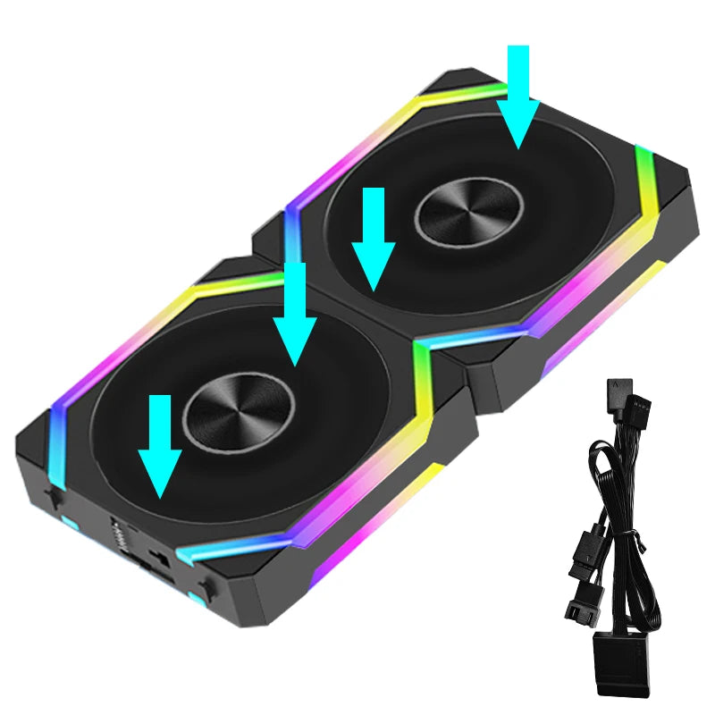 JUMPEAK CS120 ARGB Cooling Fan 360mm 240mm Modular Stackable Splicing Silent 120mm RGB Fans Kit For Gaming PC Case Water Cooler