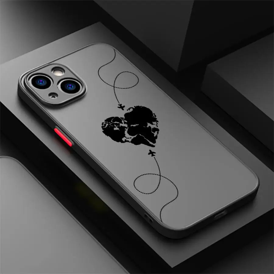 Line Airplane Topographic Phone Case For iPhone 17 16 15 11 12 14 13 Pro Max Mini X XS XR 7 Plus 16E Air Shockproof Cover Fundas