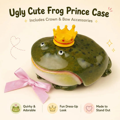 Funny Frog Shaped Case for AirPods 4, Hard Resin 3D Toad Earbuds Cover, Scratchproof Protective Shell with Novel Design