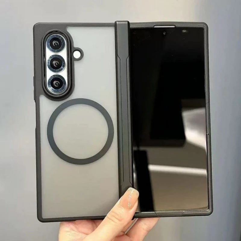 For Magsafe Case For Samsung Galaxy Z Fold 8 Ultra Fold 7 6 5 4 Z Flip 8 7 6 5 4 Translucent Matte Hinge Folding Magnetic Cover