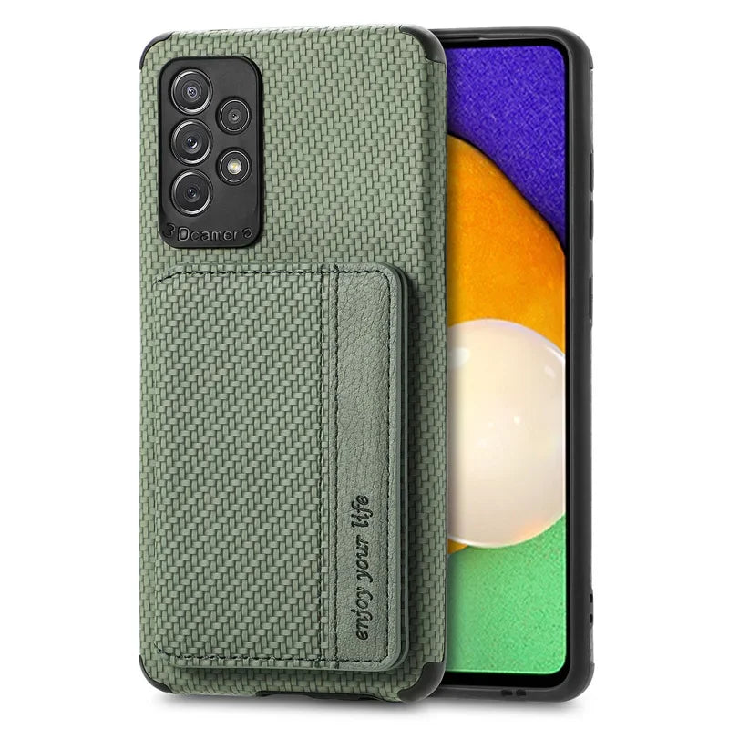 Carbon Fiber RFID Magnetic Leather Wallet Card Holder Case for Samsung Galaxy S25 S26 S22 Plus S21 S23 S24 Ultra S20 Fe Cover
