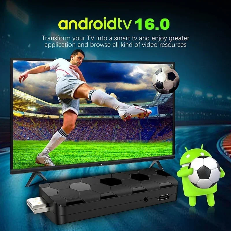 4K 8K UHD R3+ Streaming TV Stick Android 16, 8GB+128GB Storage WiFi6 Bluetooth 5.0 Built-in Google Assistant