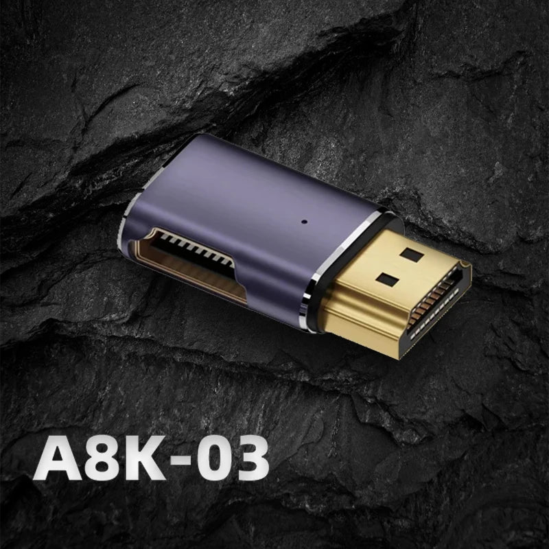 8K HDMI-compatible 2.1 Cable Connector Adapter 270 90 Degree Angle 2 Pieces Male To Female Converters Cable Adaptor Extender 3D