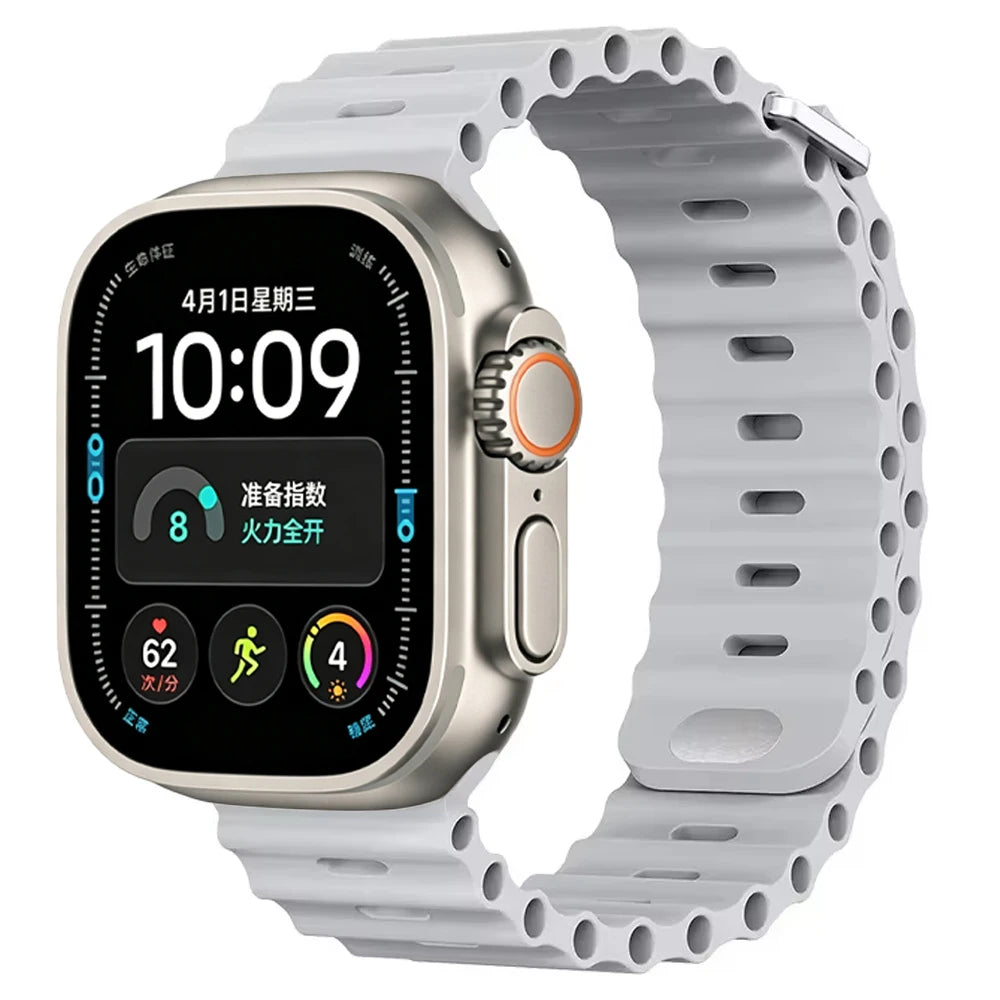 Ocean Silicone strap For Apple Watch Ultra 4 3 2 1 Band 49mm 12 11 10 9 8 7 46mm 45mm 41mm band iWatch 6 5 4 SE3 44mm 40mm 42mm