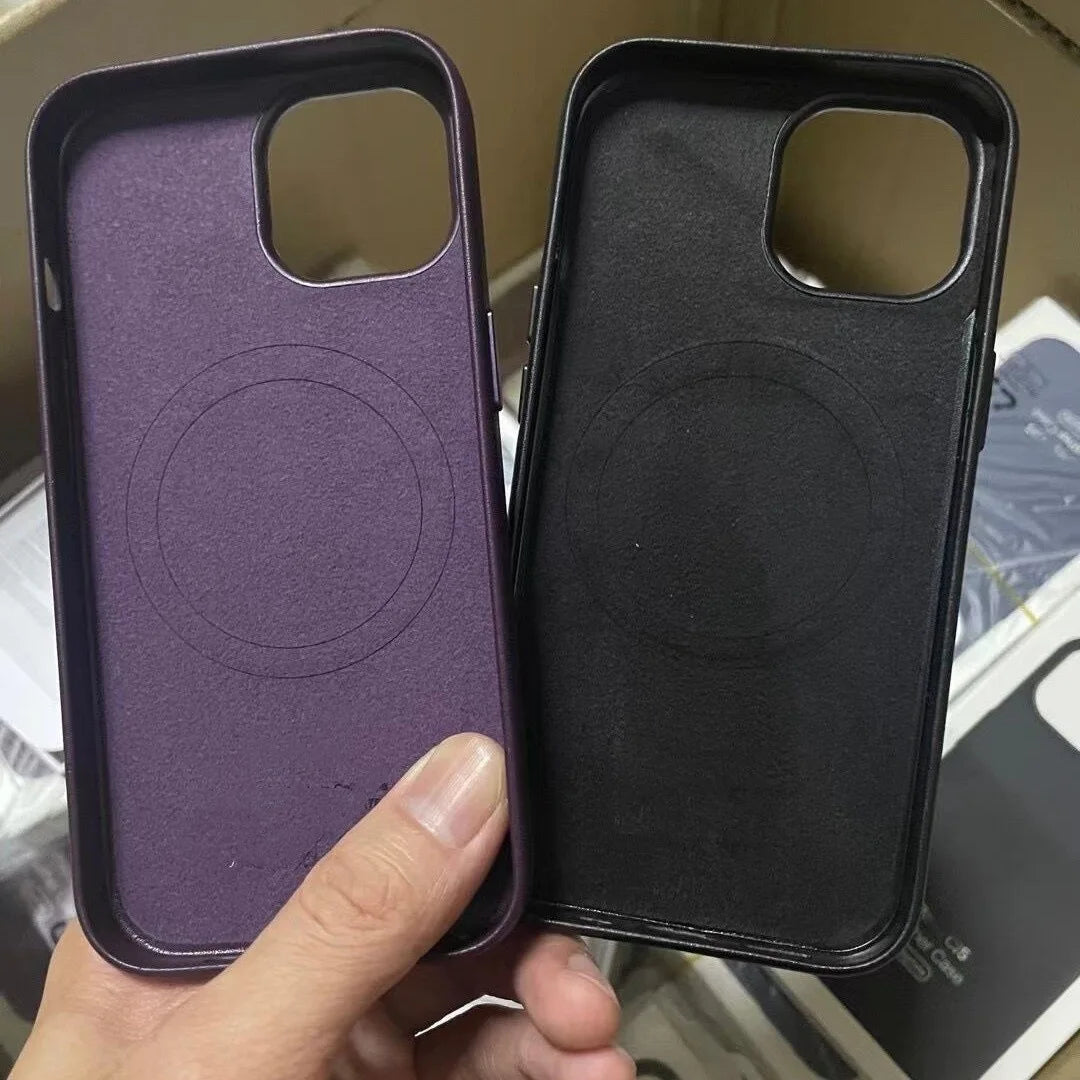 With Box Official Magnetic Busine Leather Case for Orginal IPhone 17 Pro Max 16 15 14 13 12 for Magsafe Wireless Charge Cover
