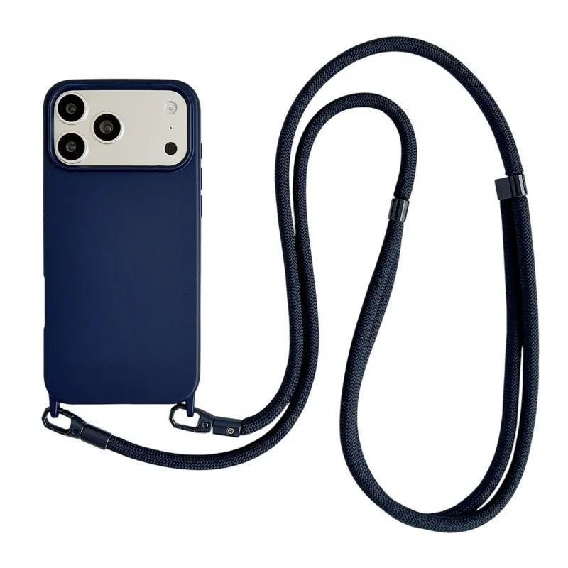 Lanyard Case For iPhone 17 Pro Max 14 12 11 13 15 16 Plus 17 Air Candy Shockproof Crossbody Neck Cord Strap Soft Official Cover