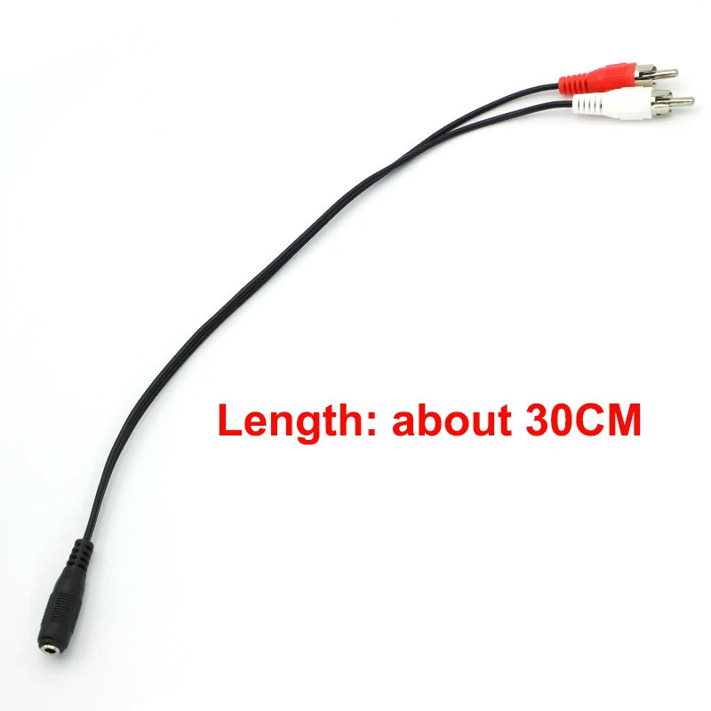 3.5 Audio Aux Socket Connector To Headphone Music Wire 3.5mm RCA Female Jack Stereo Cable Y Plug 2 Male Adapter 0.3M