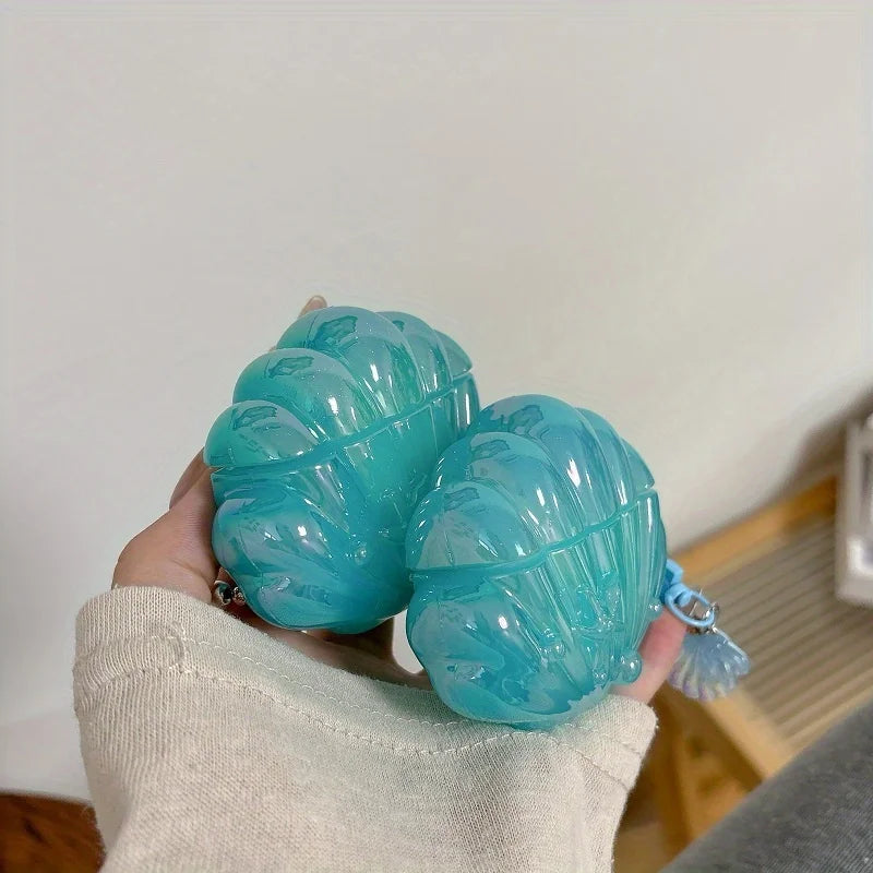 3D Blue Shell Earphone Case for AirPods Pro 3 2 Cute Ocean Conch Protective Cover For Airpods 4 3 2021 with Keychain Summer Gift