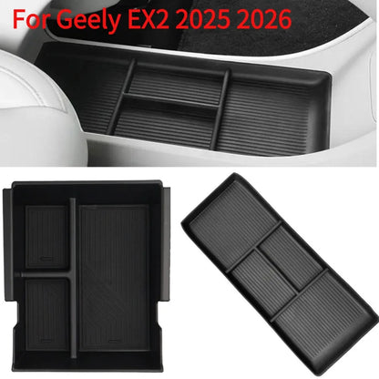 For Geely EX2 2025 2026 Car Interior Storage Box Center Console Lower Storage Tray Partitioned Car Armrest Organizer Box
