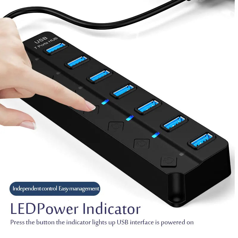 USB 2.0 HUB USB 3.0 Power Adapter Multi USB Ports Power Adapter Expander USB Multi Port Splitter With Switch For Laptop Computer