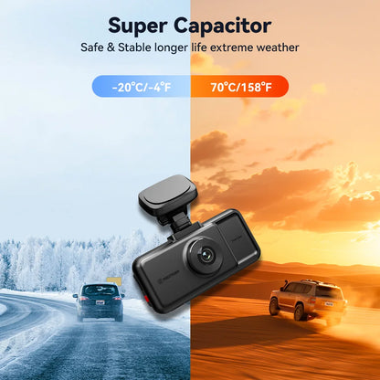 REDTIGER A6 3 Cameras Front/Cabin/Rear Cam 4K Dash Cam Built-in 5.8Ghz WiFi GPS Car DVR Night Vision Parking Monitor 3 Cameras