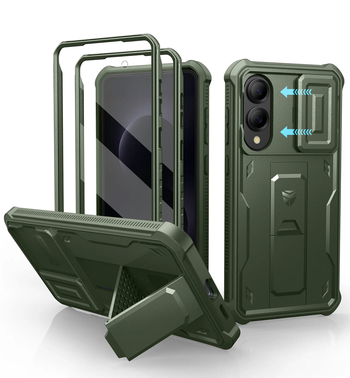 Dexnor For Samsung Galaxy S25/S25 Plus/S25 Ultra /S25 Edge 2025Case Full Body Shockproof Camera Cover &Built-in Screen Protector Kickstand