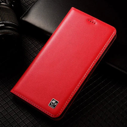 For SAMSUNG Galaxy S26 S25 S24 S23 Ultra Plus FE Edge 5G Flip Case Napa Texture Magnetic Cover Cowhide Genuine Leather Cases