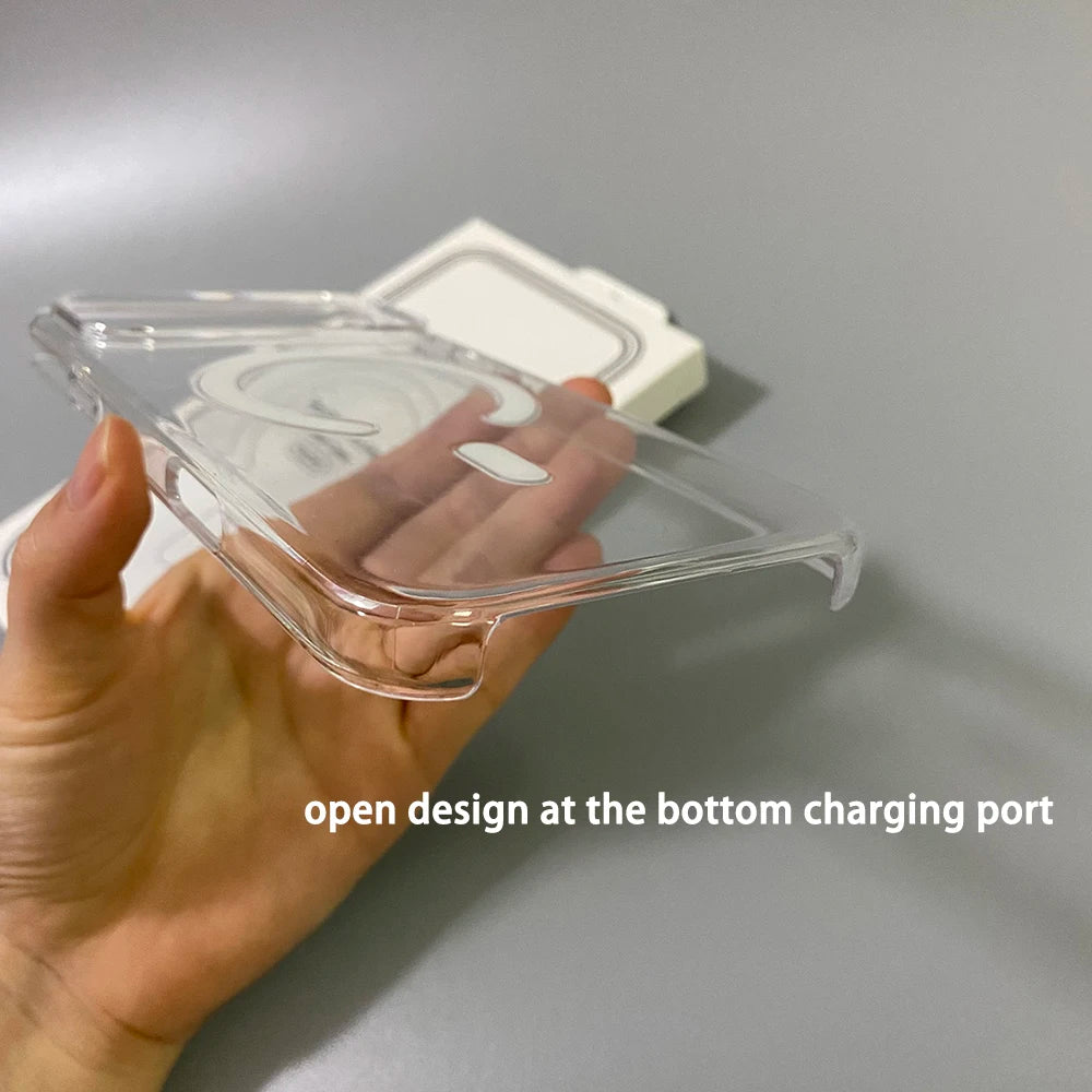 Original Magnetic Clear Phone Case For iPhone 18 17 16 15 14 13 12 Pro Max For Magsafe Wireless Charging With Camera Button