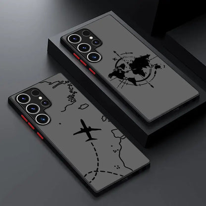 Line Airplane Topographic Back Phone Cover Case for Samsung Galaxy S9 S24 FE S22 Plus S25 Edge S21 S23 Ultra S20 S10