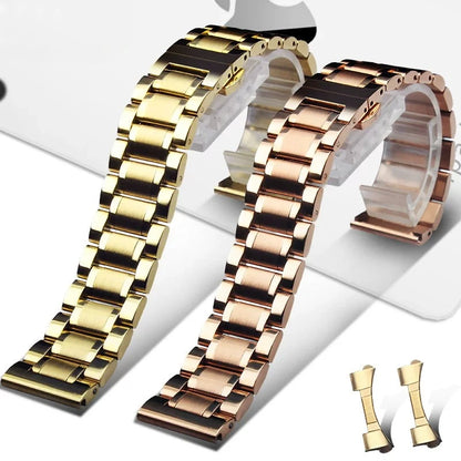 Curved Solid stainless steel strap men women Universal Metal chain 18 19 20mm 21mm 22mm 23mm 24mm rose gold watch band bracelet