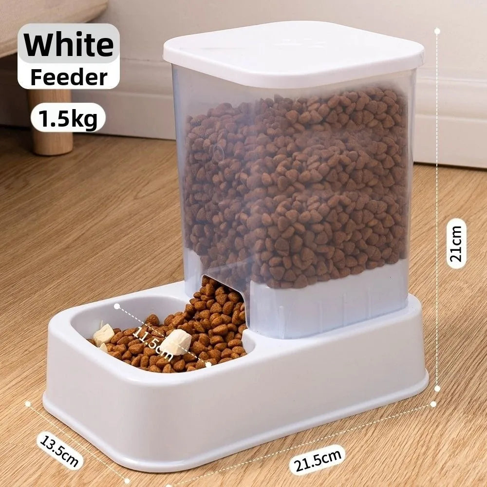 1.2L/1.5L Pet Automatic Feeder Plastic 2 Styles Cat Dog Water Dispenser Feeder Set Large Capacity 3 Colors