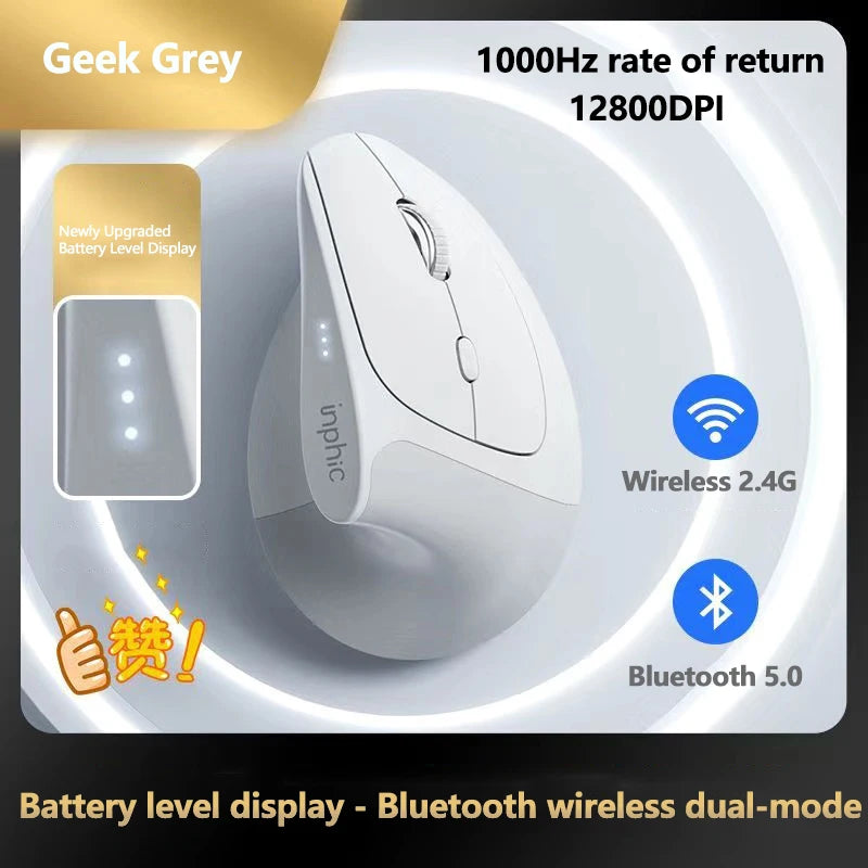 Inphic X9 PRO Vertical Wireless Mouse Type-C Fast Charging Ergonomic Silent Office Mouse For Laptop PC Computer Gaming Mouse