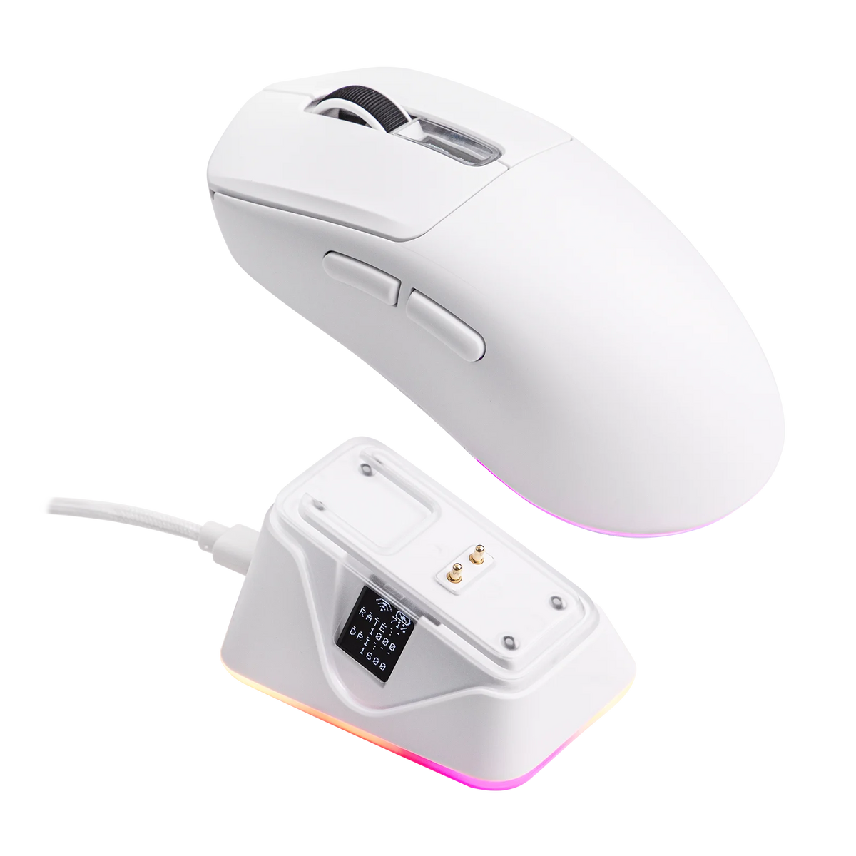 EPOMAKER NEX Lite Tri-mode Wireless PAW3311 Sensor Gaming Mouse with RGB Charging Dock & 1K Polling/12K DPI for Gaming & Office