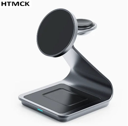 3 in 1 Magnetic Wireless Charger Station Multi Device Fast Charging Stand for Smartphone Watch TWS Earbuds
