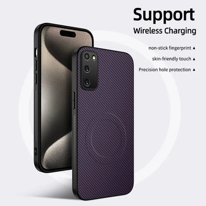 Carbon Fiber Texture Wireless Charging Magnetic Case For Samsung Galaxy S20 FE S20FE S20 Plus Ultra 5G ShockProof Phone Cover