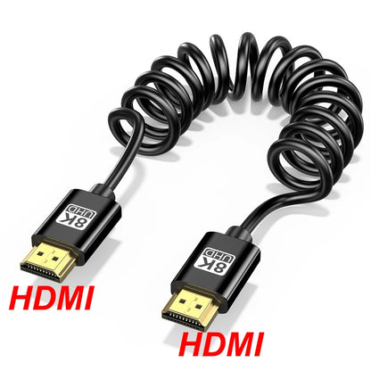 1M 8K@60HZ UHD Cable High Speed HDMI-compatible Mini/Micro HDMI-compatible Coiled Cord for HDTV Laptop PC PS4 Camera DV Monitor