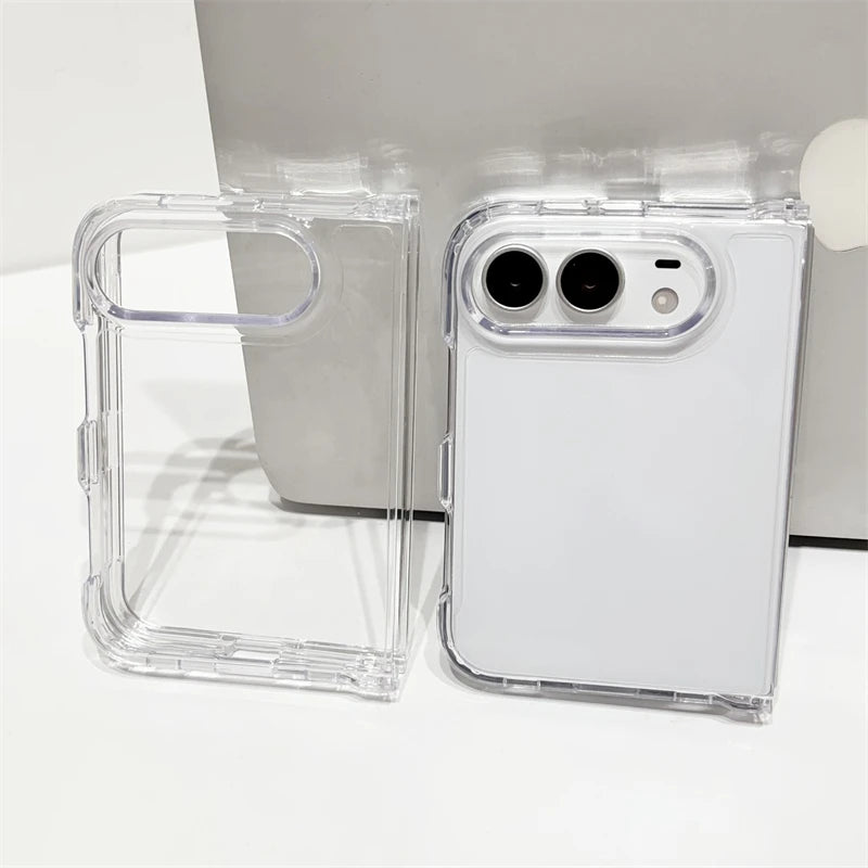 New Simple HD Transparent Acrylic Folding Phone Case For iPhone Duo Ultra 18Duo Fold TPU Bumper Shockproof Hard Clear Back Cover