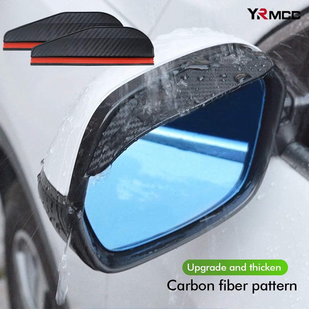 2PCS Car Carbon Fiber Sun Visor Shade Cover Universal Rearview Mirror Rain Eyebrow for Cars Safe Driving Decorate Accessories