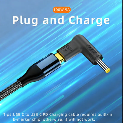 PD 100W Type C to Universal Laptop Charger Converter for Asus Lenovo Hp Dell Acer Samsung USB C Fast Charger Adapter Connector