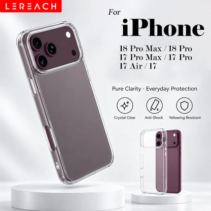 Lereach for iPhone 18 Pro Max 17 Pro Max 18 Pro 17 Air 17 Pro Crystal Clear Phone Case Ultra-Thin Shockproof Anti-Scratch