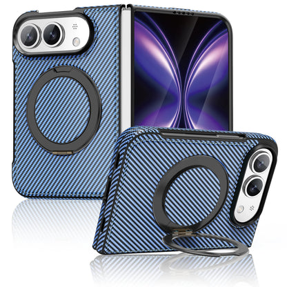 For iPhone Duo Case Luxury Carbon Fiber Texture Magnetic 360 Rotating Ring Holder Shockproof Protection Back Cover Accessories
