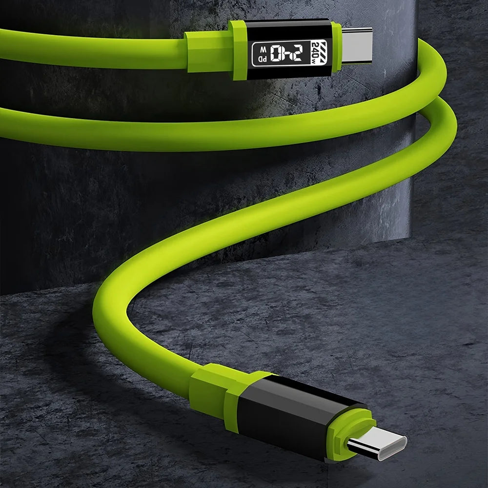 240W USB Type C Cable PD Fast Charging Phone Charger Data Cord For iPhone Samsung Xiaomi Huawei USB C to USB C Quick Charge Wire