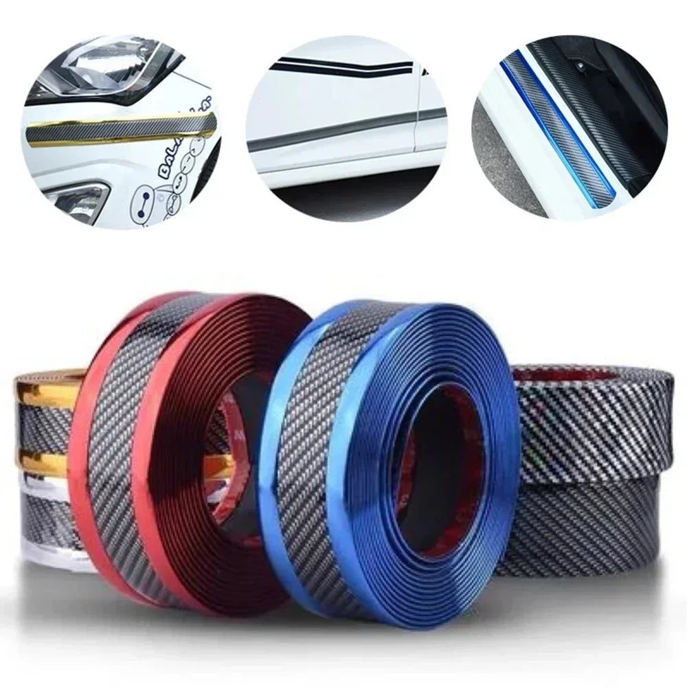 Car Stickers Anti Scratch Door Sill Protector Rubber Strip Carbon Fiber Car Threshold Protection Bumper Film Sticker Car Styling