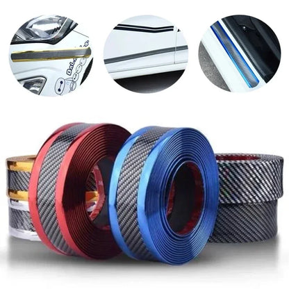 Car Stickers Anti Scratch Door Sill Protector Rubber Strip Carbon Fiber Car Threshold Protection Bumper Film Sticker Car Styling