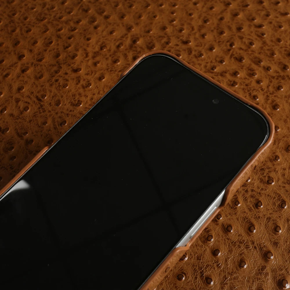 For Magsafe Ostrich Genuine Leather Case For iphone 17 Air 16 15 14 13 Pro Max Back Cover Cases 17Pro 16Pro 15Pro Max Coque Capa