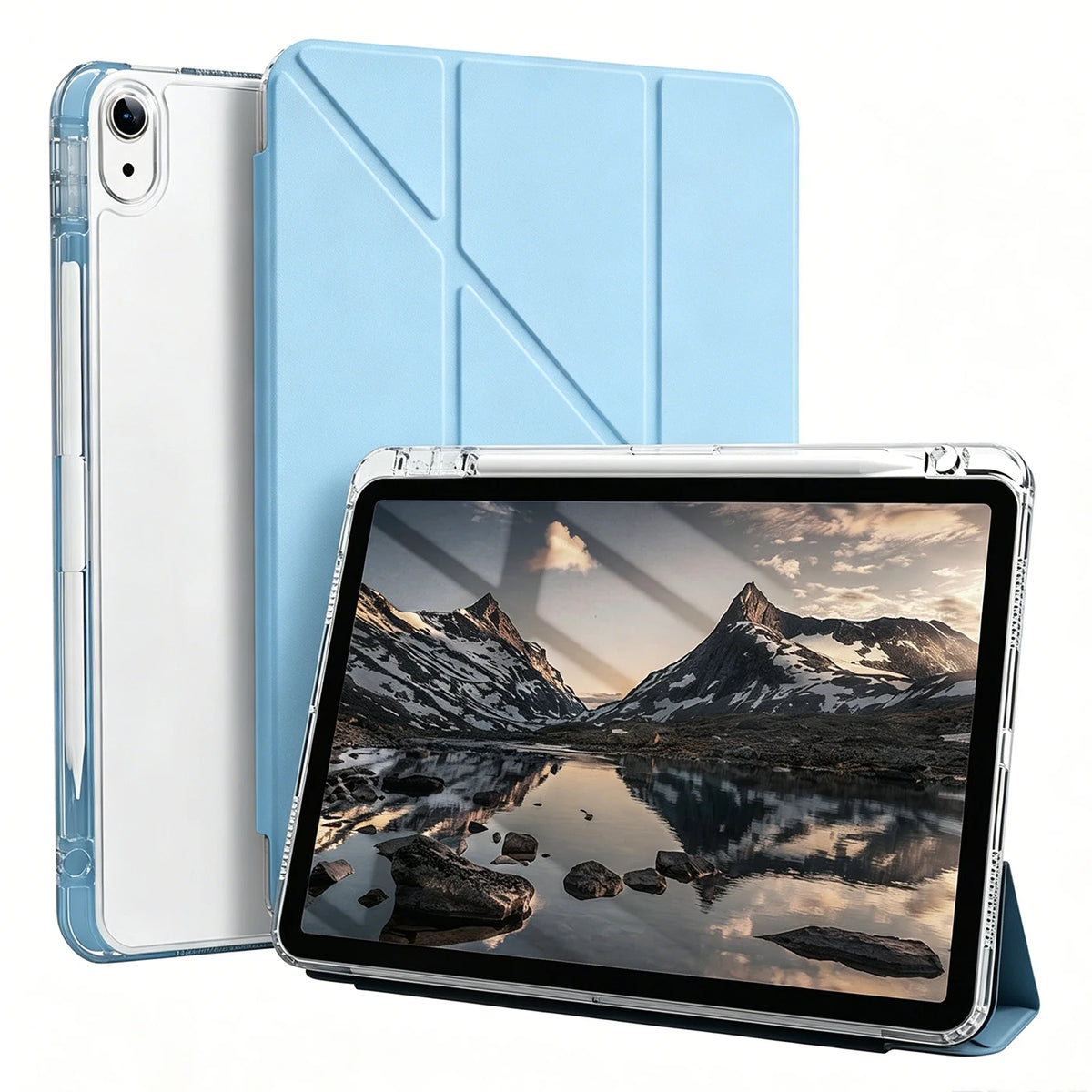 Case For iPad 5 6 7 8 9 10 11 Air 11 13 inch /Mini 6th 7th Gen / Pro 11 12.9 (3rd/4th/5th/6th Gen) Crystal Clear with Pen Holder