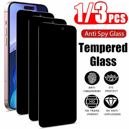 1~3PCS Anti Spy Tempered Glass For iPhone 18 17 17e 16e 16 15 Pro Max Privacy Screen Protector iPhone 15 14 Plus 13 12 11 Pro Max Antiespia Pelicula de Cristal Templado iPhone 17 Pro Max anti-peeping Protective Film