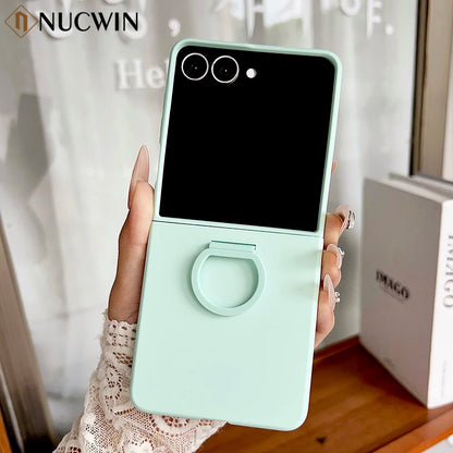 Liquid Silicone Ring Gradient Phone Case for Samsung Galaxy Z Flip8 7 FE ZFlip 5 6 7 Zflip 5 ZFlip6 ZFlip 7 Soft Bumper Cover