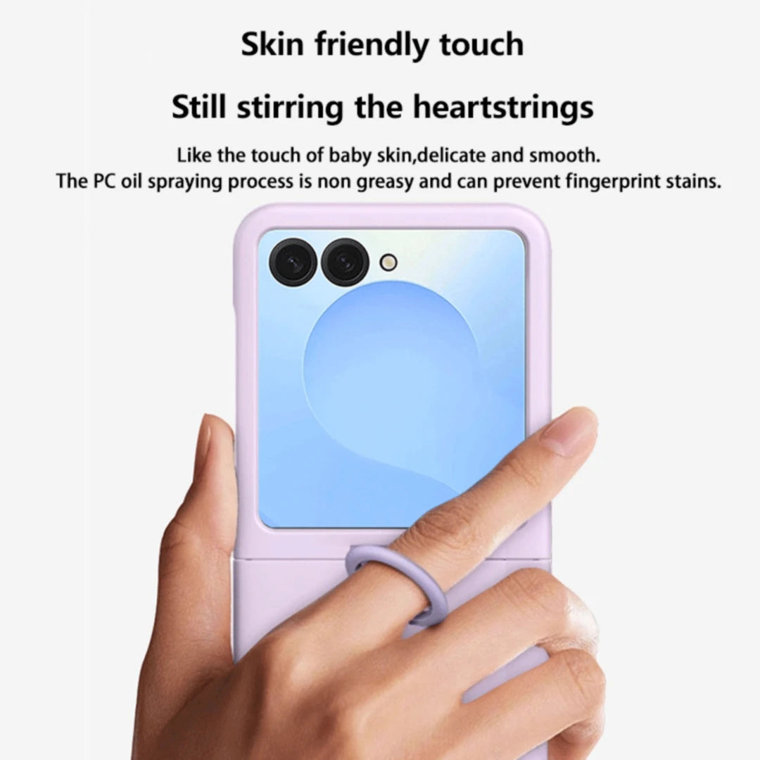 Luxury Large Window Gradient Color Silicone Ring Protect Phone Case For Samsung Galaxy Z Flip 8 7 6 5 Z Flip7 FE Skin Feel Cover