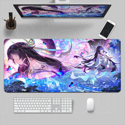 Kawaii Genshin Impact Columbina Mouse Pad Gaming Locking Animal Edge Big Computer Game Large Rubber Art Mousepad Laptop Desk Mat