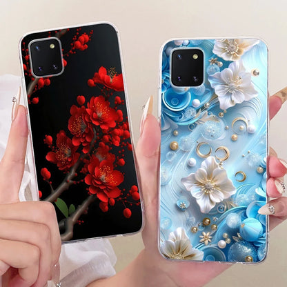 For Samsung Galaxy Note 10 Lite Case SM-N770F Luxury Flowers Painted Cover Soft Silicone Case For Samsung S10 Lite SM-G770F Bags
