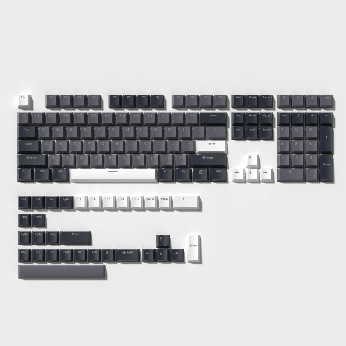 140 Keys White Grey PBT Keycap RGB Shine Through Double Shot Keycaps Cherry Profile for MX Switches  Mechanical Gaming Keyboard
