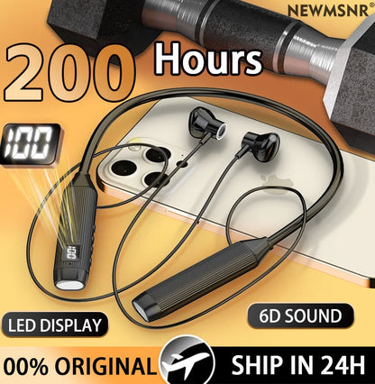 Super Power Wireless Headphones HIFI Sound Bluetooth Earphones Neckband Magnetic Earbuds Waterproof Sports Headsets with HD Mic