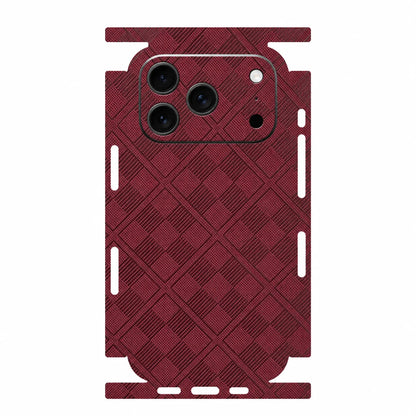 Full Wrap Faux Leather 3D Embossed Back Skin for iPhone 17 16 15 14 13 Pro Max Anti Scratch Rear Protective Film Sticker